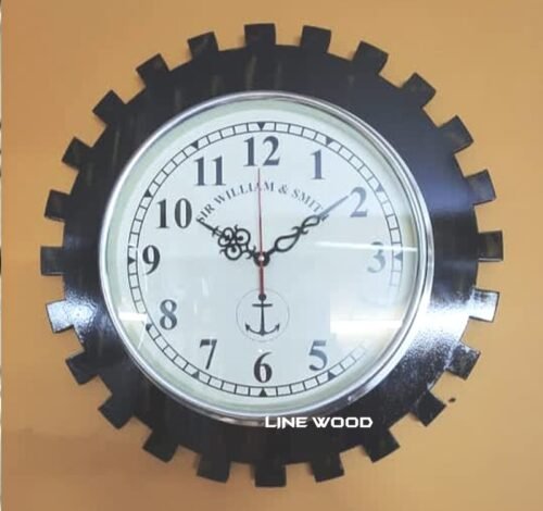 Handmade Wooden Wall Clock Brass 18 inch Antique Style ~ Nautical, Home Decored