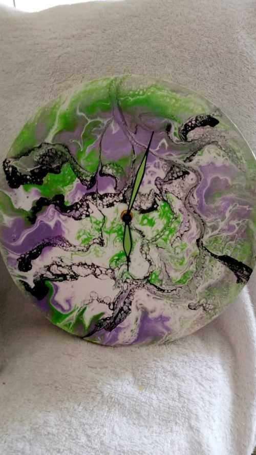 Handpainted Canvas Wall Clock 8 inches