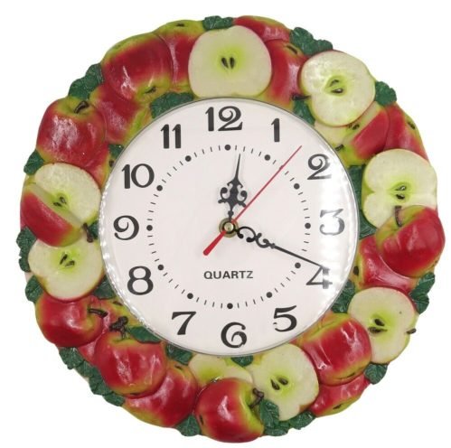 Hand Painted Resin Wall Clock Apple Multi Color