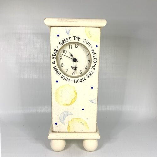 Hand Painted Table Clock Moon Clouds Made USA Danielson Designs 10” Wood Works