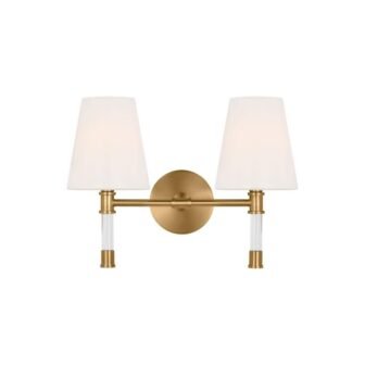 Hanover 15 in. W x 11 in. H 2-Light Burnished Brass Dimmable...