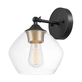 Harrow 9.28 in. 1-Light Matte Black Wall Sconce Light with Clear Glass...