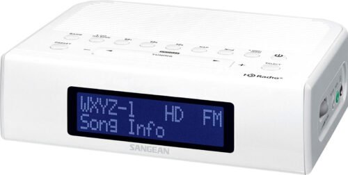 HDR-15 AM/FM Digital Tuning Clock Radio with USB Phone Charging, White