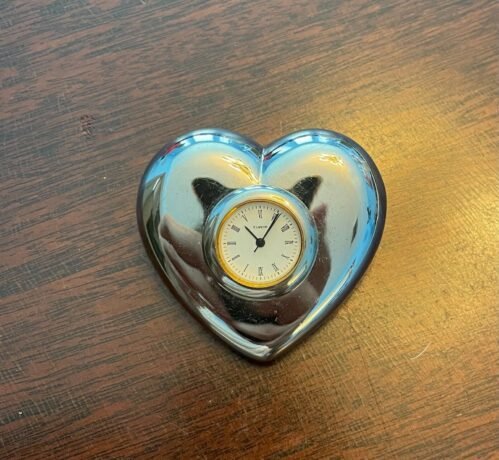 Heart Shaped Desk Paperweight Clock