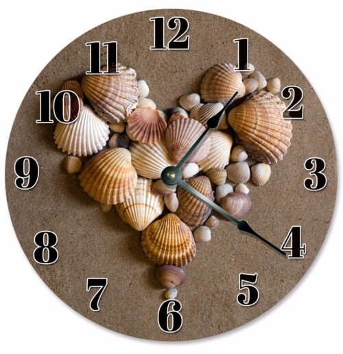 HEART SHAPED SHELLS Clock - Large 10.5" Wall Clock - 2102