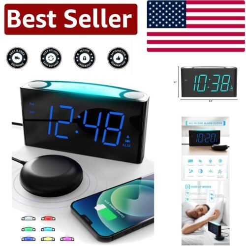Heavy Sleeper’s Dream: Extra Loud Alarm Clock with Bed Vibrator & Bright Display