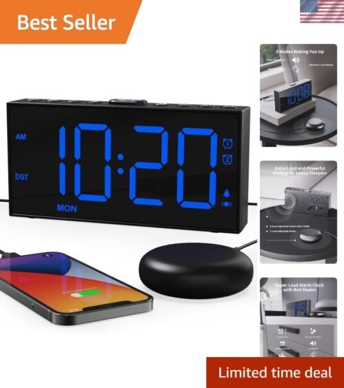 Heavy Sleepers' Dream: Loud Alarm Clock with Adjustable Brightness & Volume
