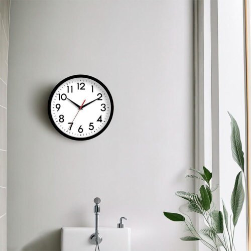 HEEZ Round Wall Clock Kitchen Office Bedroom Bathroom School Class Analog Silent