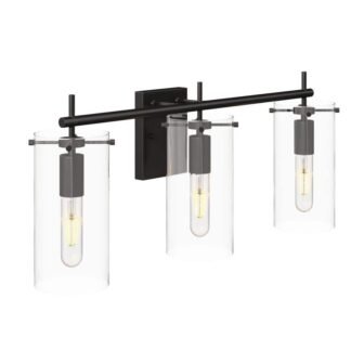 Heidi 27 in. 3-Lights Bathroom Vanity Light Fixture with Black Metal Frame...