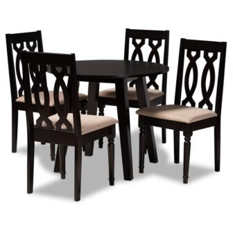 Heidi 5-Piece Sand and Dark Brown Dining Set
