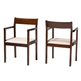 Helene Cream and Dark Brown Dining Chair (Set of 2)