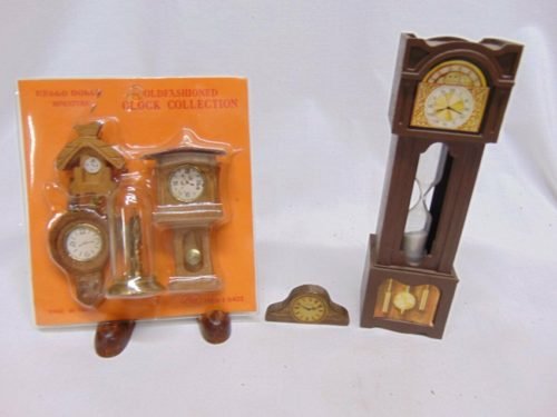 Hello Dolly Miniatures Various Clocks w/ Grandfather Clock w/Hour Glass timer