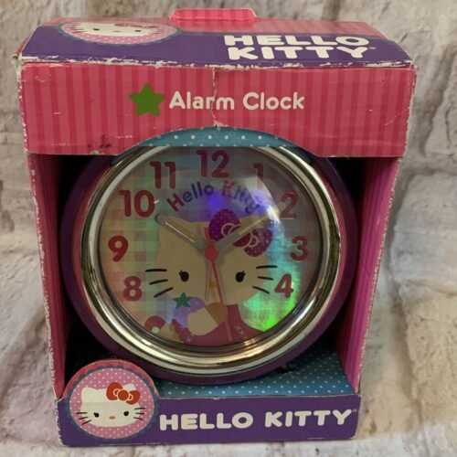 HELLO KITTY Alarm Clock Pink Gingham Sanrio 2012 New Battery Operated