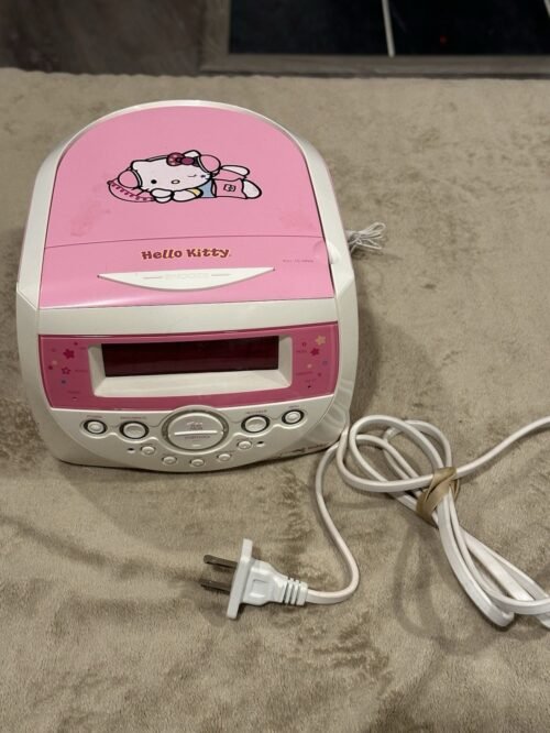 Hello Kitty AM/FM Stereo CD Dual Alarm Clock Radio 2007 KT2053 Tested Works