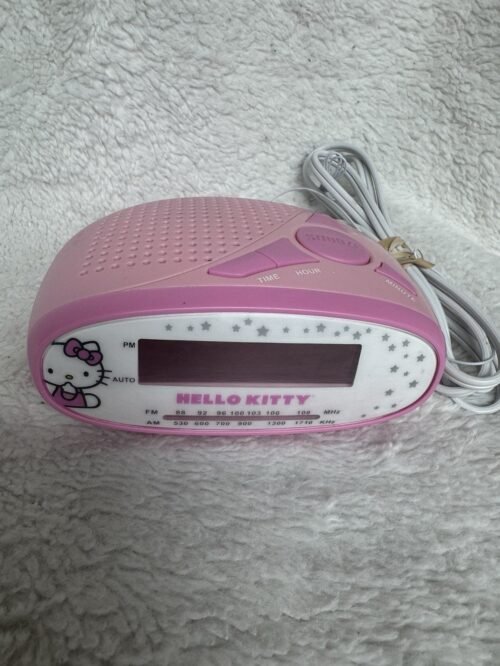 Hello Kitty Digital Pink Alarm Clock Sanrio & AM/FM Radio Tested And Works