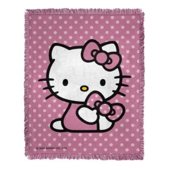 Hello Kitty, Perfect Polka Dots Woven Jacquard Throw Blanket