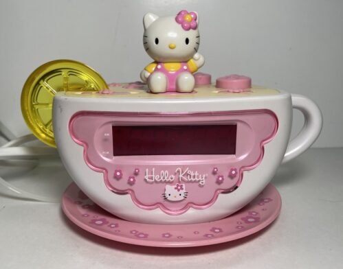 Hello Kitty Tea Cup Alarm Clock Radio AM/FM Night Light Lemon KT2055 Sanrio 2003