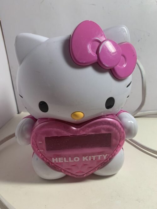 Hello Kitty Time On Wall Projection Projector AM/FM Alarm Clock Radio VG Cond