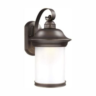 Hermitage 1-Light Antique Bronze Outdoor 15.25 in. Wall Lantern Sconce with LED...