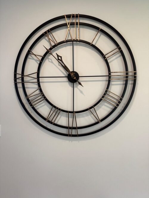 Hermle Lehman Oversized Wrought Iron Gallery 45" x 3" Roman Numerals Wall Clock