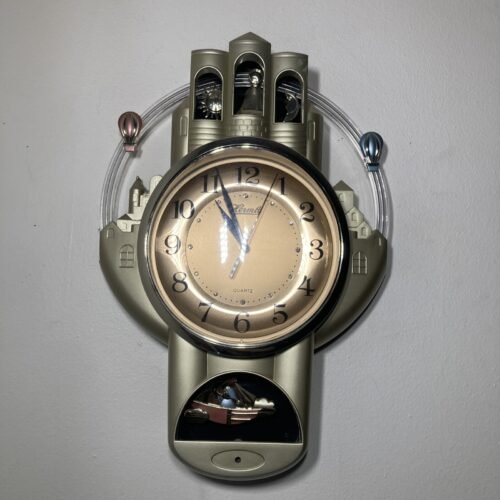 Hermle Metropolitan Quartz Wall Clock Balloon Pendulum Chime Songs 18” Tall