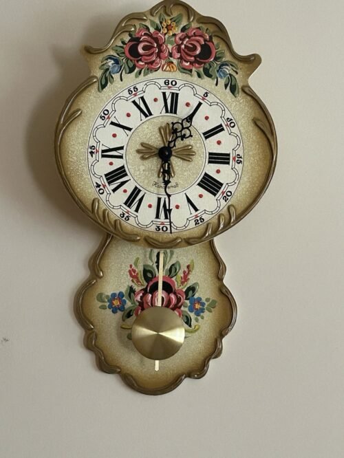 Hermle pendulum wall clock Floral Handpainted Made In Germany