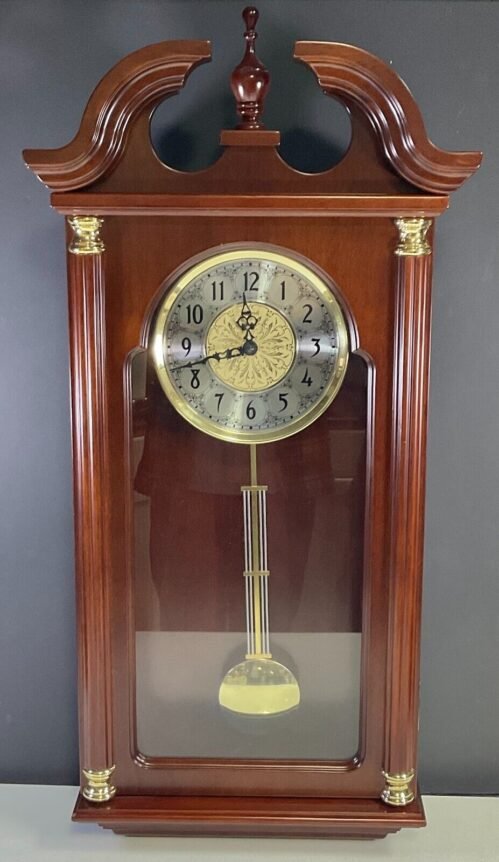 Hermle Regulator Wall Clock Quartz Movement Cherry Finished Vintage