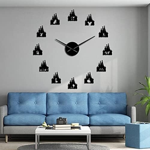 HERWS DIY Silent Frameless Wall Clock Girl Room Acrylic Mirror Art Decor