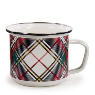 Highland Plaid 24 oz. Enamelware Grande Mugs (Set of 4)