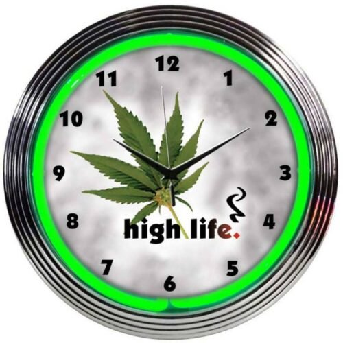 High Life Neon Clock Gameroom Basement Mancave Garage Bar Wall Art Decor