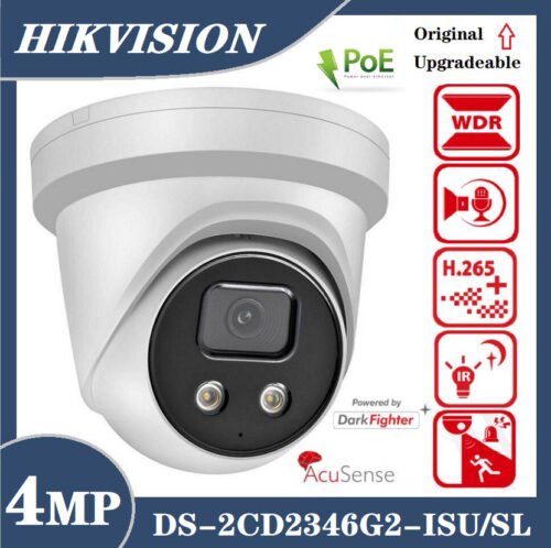 Hikvision DS-2CD2346G2-ISU/SL AcuSense 4MP 2-Way Audio PoE Turret Dome IP Camera
