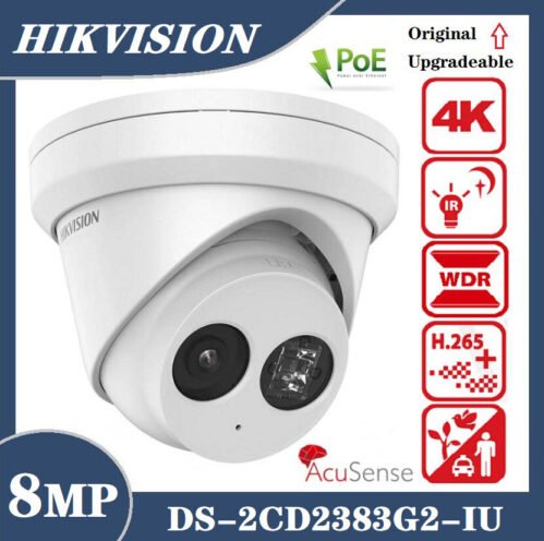 Hikvision DS-2CD2383G2-IU 4K 8MP AcuSense Built-in Mic PoE Turret Network Camera