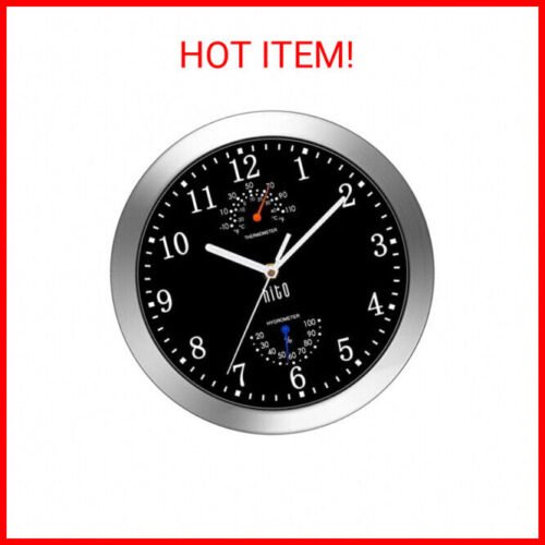 HITO 10 Inch Silent Wall Clock Battery Operated Non Ticking Glass Cover Silver A