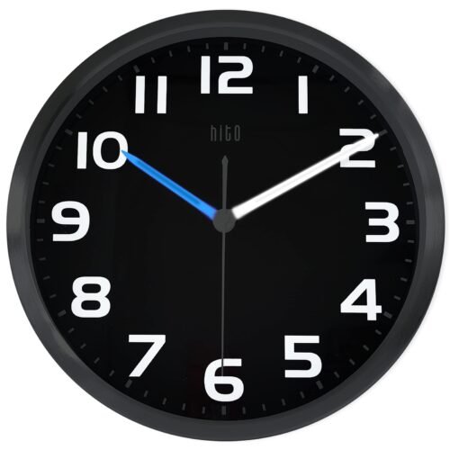HITO 12 Inch Night Light Wall Clock Battery Operated Brightness Adjustable, M...