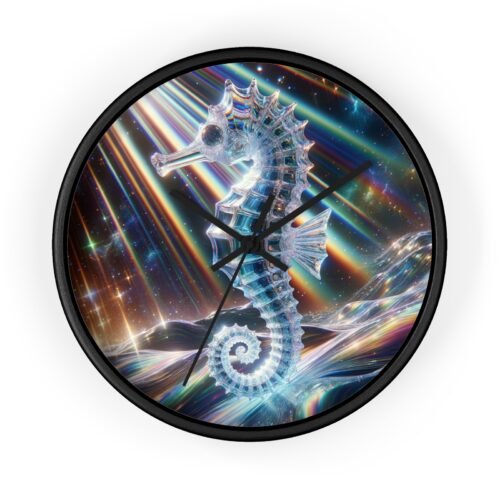 Home Decor Wall Clock Trippy Seahorse Prism Beam
