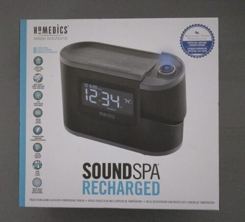 HoMedics Recharged Alarm Clock & White Noise Sound Machine, Black