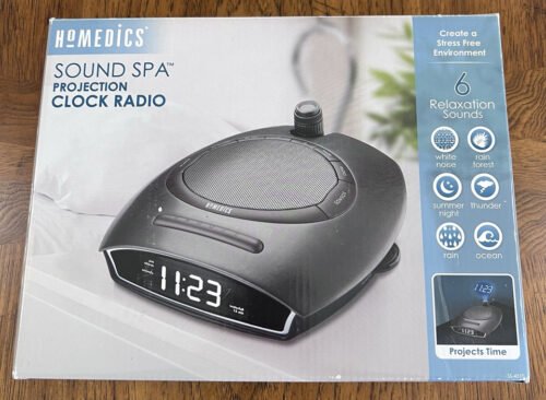 Homedics Sound Spa Alarm Clock Nature Sounds Time Radio SS-4510B Boxed EUC