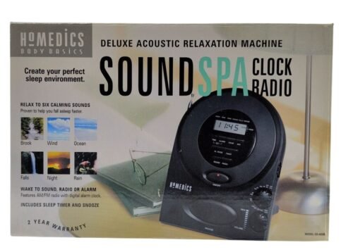 Homedics SoundSpa Clock Radio Alarm SS-400B 6 Soothing Sounds Relaxation Sleep