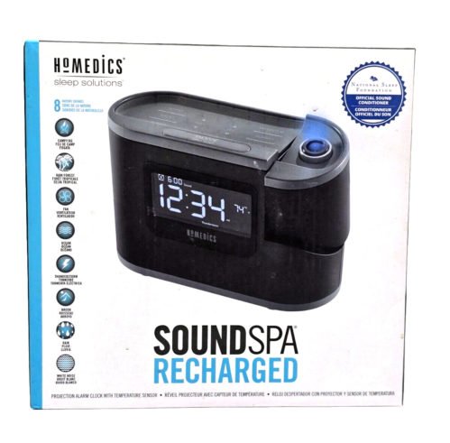 HoMedics SOUNDSPA Recharged USB Alarm Clock & 8 Nature Sounds, BLACK NISB