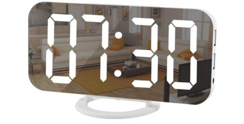 Home Digital Clock Alarm Dual USB Ports Modern Bedroom Kitchen Huge LED Display