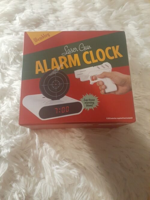 Home Laser Gun Target Digital Alarm Clock Shooting Game Display Snooze Gag Gift
