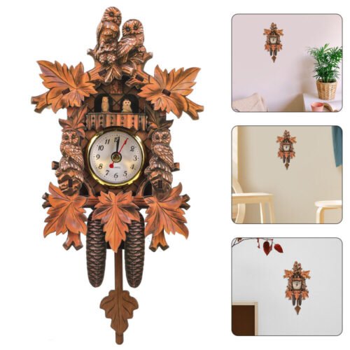 Homsfou Owl Clock Coco Clocks for Wall Pendulum Home Living Room Cuckoo