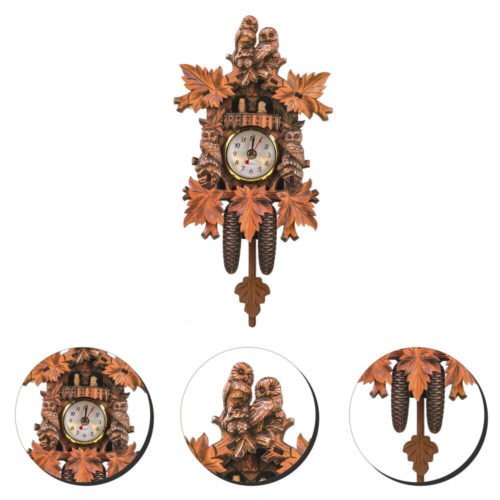 Homsfou Owl Clock Home Living Room Cuckoo Simple Design Wall Office