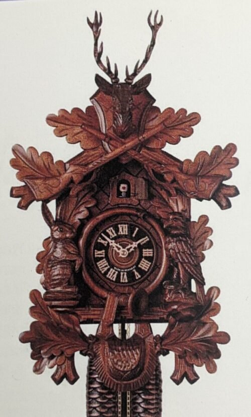 Hones 8 Day Live Hunter Cuckoo Clock 17" Germany Black Forest