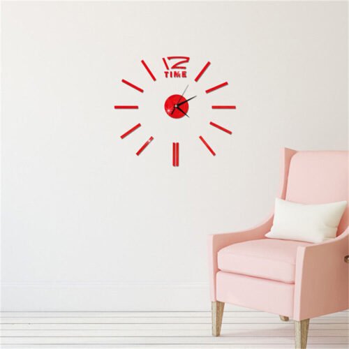 Hot Creative Simple Modern 3D Mirror Wall Clock Sticker Home DIY Wallpaper