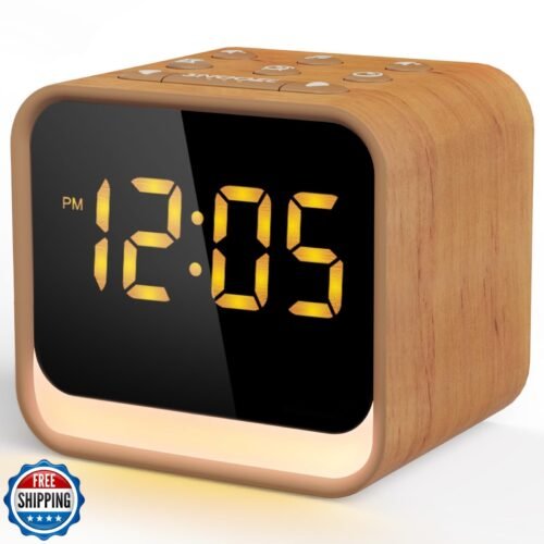 Housbay Wooden Sound Machine Alarm Clock for Bedrooms - Gentle Wake-Up with B
