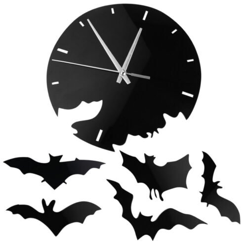 Household Wall Clock Halloween Party Favors Scary Bat Symbol