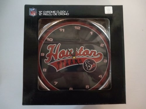 HOUSTON TEXANS LOGO NFL CHROME WALL CLOCK FOOTBALL SPORTS NEW THE MEMORY COMPANY