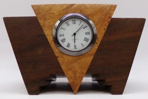 Howard Griffiths Signed Wooden Desk Clock Beautiful, Unique 3"H X 4 3/4"W X 2"D