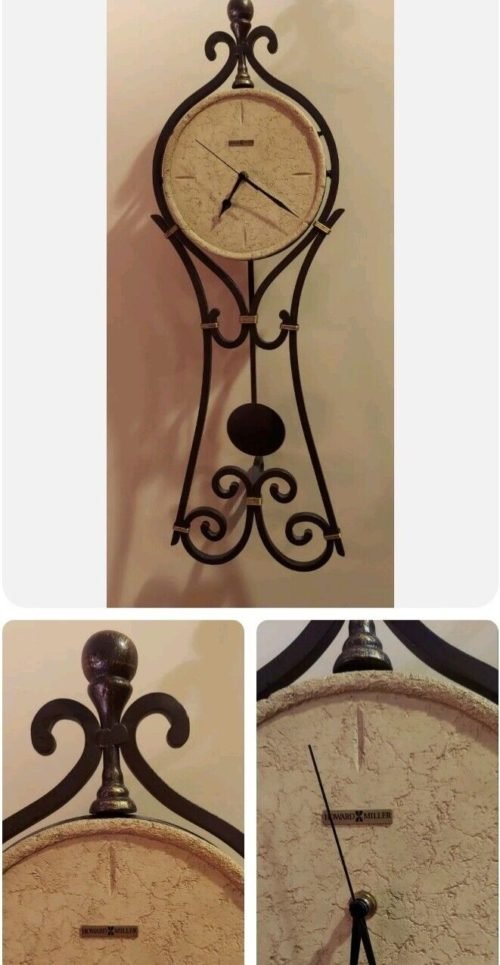 HOWARD MILLER- 625-357 VERCELLI' WALL CLOCK, ANTIQUE PLATINUM FINISH. 31"T Mint